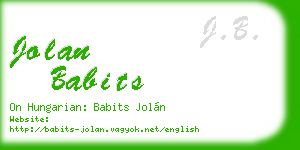 jolan babits business card